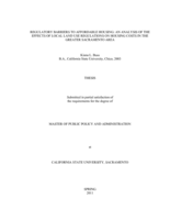 Regulatory barriers to affordable housing: an analysis of the effects of local land use regulations on housing costs in the greater Sacramento area