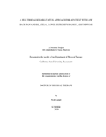 A multimodal rehabilitation approach for a patient with low back pain and bilateral lower extremity radicular symptoms