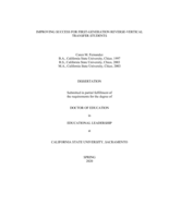 Improving success for first-generation reverse-vertical transfer students