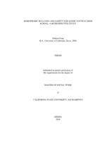 Homophobic bullying and safety for queer youth in high school, a retrospective study