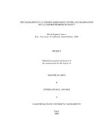 The Sacramento U.S. export assistance center: an examination of U.S. export promotion policy