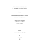 Applying performance evaluation in a non-profit volunteer context