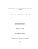 On the design of a small solar powered unmanned aerial vehicle