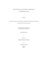 Effectiveness of the learning communities in higher education