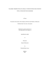 Teachers’ perspectives of literacy interventions for students with autism spectrum disorder