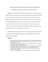 Higher education and family background: which really matters to individual's social economic status development in China