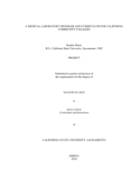 A medical laboratory program and curriculum for California community colleges