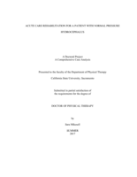 Acute care rehabilitation for a patient with normal pressure hydrocephalus