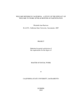 Welfare reform in California:  a study of the efficacy of welfare to work after 60 months of participation