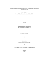 The freshmen adjustment process: commuter life versus residence life