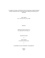 A curriculum for an introduction to theatre course for high school designed for a teacher with limited background in theatre