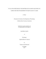 Evaluating procedural parameters of successive matching-to-sample for the establishment of equivalence classes