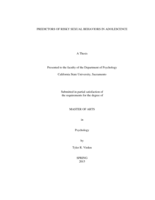 Predictors of risky sexual behaviors in adolescence