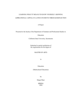 Learning what it means to know yourself: growing aspirational capital in Latino students through reflection