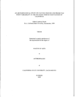 An archaeological study of culture process and projectile point variability in the southern North Coast Ranges of California