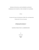 The role of financial aid in supporting access for undergraduate students at the university of California