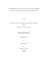 Teacher perceptions of nutrition education in early childhood education in one private center in the Sacramento region