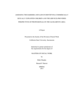 Assessing the barriers and gaps in identifying commercially sexually exploited children and the services provided: perspectives of professionals in the Sacramento area