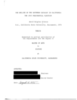 The decline of the Southern Chivalry in California : the 1860 presidential election
