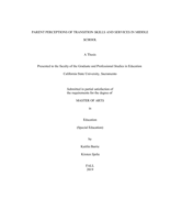 Parent perceptions of transition skills and services in middle school