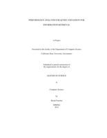 Performance analysis for query expansion for information retrieval