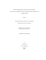 What do high school students do after school: a qualitative assessment of what is  needed in the community to support  teens