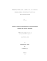 The effect of teacher face-to-face and Facebook misbehavior on student motivation and affective learning