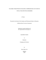 Teachers' perceptions of reading comprehension of students with autism spectrum disorder