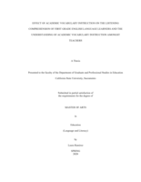 Effects of academic vocabulary instruction on the listening comprehension of first grade English learners and the understanding of academic vocabulary instruction amongst teachers