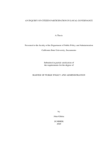 An inquiry of citizen participation in local governance