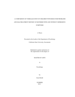 A comparison of verbalization of children with behavior problems and maltreatment history of mothers with and without depressive symptoms