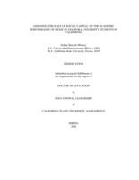 Assessing the role of social capital on the academic performance of Mexican diaspora university students in California