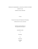 The role of geographical and social context on ethnic identity and ethnocultural empathy