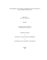 Measurement and control of pressure and sun tracking in solar thermal power plant