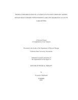 Physical rehabilitation of a patient status post coronary artery bypass graft surgery with intensive care unit delirium in an acute care setting