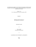 An integrated curriculum guide for teaching fourth grade reading and history-social science programs at Gold Oak Elementary School