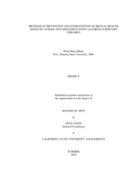 Methods in prevention and intervention of mental health issues by school psychologists with California's refugee children