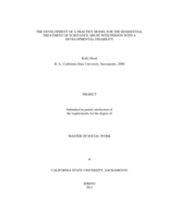 The development of a practice model for residential treatment of substance abuse with person with a developmental disability