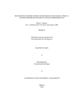 Recognition and prevention of secondary traumatic stress: a training program for mental health professionals