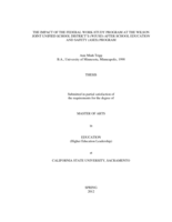 The impact of the Federal Work-Study Program at the Wilson Joint Unified School District’s (WJUSD) After School Education and Safety (ASES) Program