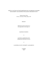 Critical success factor framework for customer relationship management and business intelligence implementation