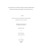 An exploration of gender patterns in Korean mother-child emotion discourse and mothers' socialization goals