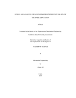 Design and analysis of lower limb prosthesis foot for below the knee amputation