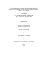 Lived experiences of  Filipino American women in higher education leadership: toward the development of Filipino Critical Race Theory