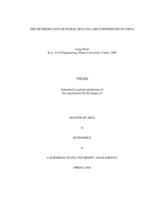 The determinants of public health care expenditure in China