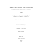 Discipline in special education:  a guide to manifestation determinations and alternatives to suspension