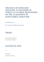 The role of increased exposure to transfer of stimulus control procedures on the acquisition of intraverbal behavior