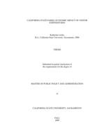 California state parks: economic impact of visitor expenditures