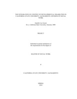 The integration of content of developmental disabilities in California State University, Sacramento, Division of Social Work
