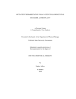 Outpatient rehabilitation for a patient following total shoulder arthroplasty